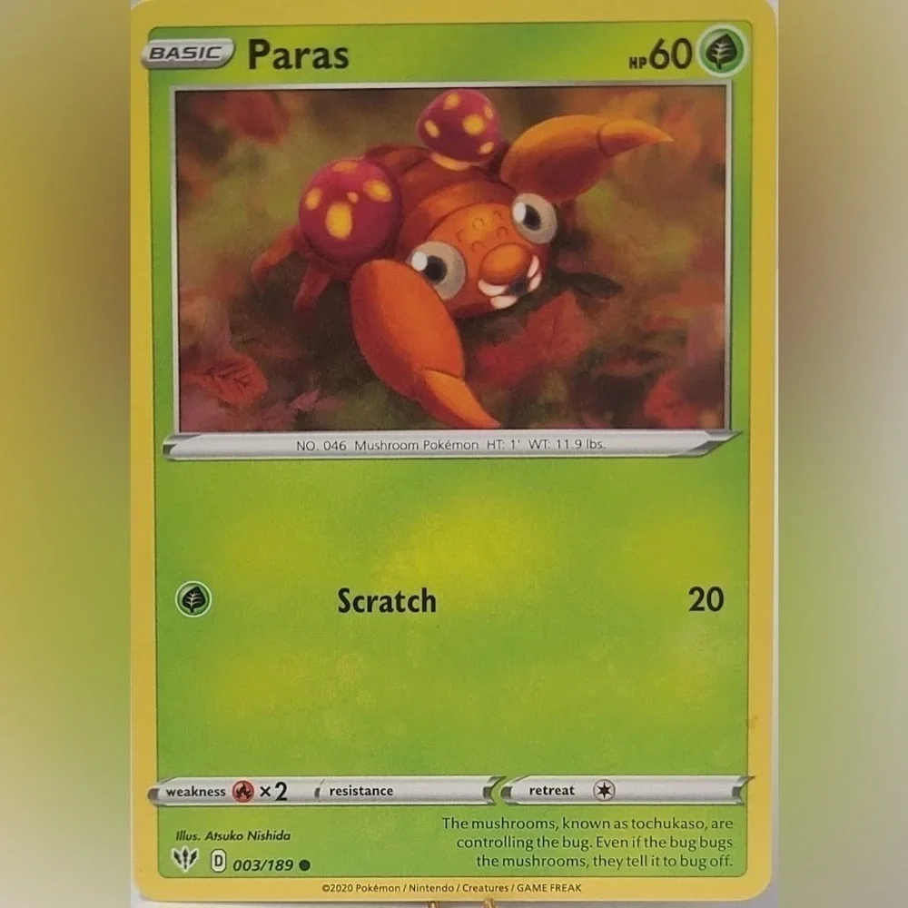 Paras 003/189 Paras 4/68 Parasect 004/189 Evolution TCG Pokémon